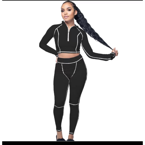 2 piece black out sweatsuit